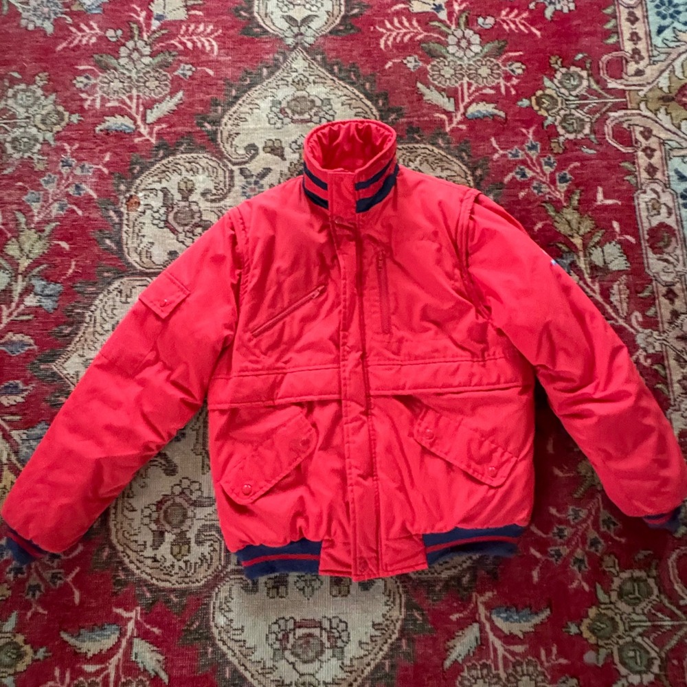 VTG 80/90s Ford Motorsport Convertible Jacket Vest Red Zip Off Sleeves Mens M